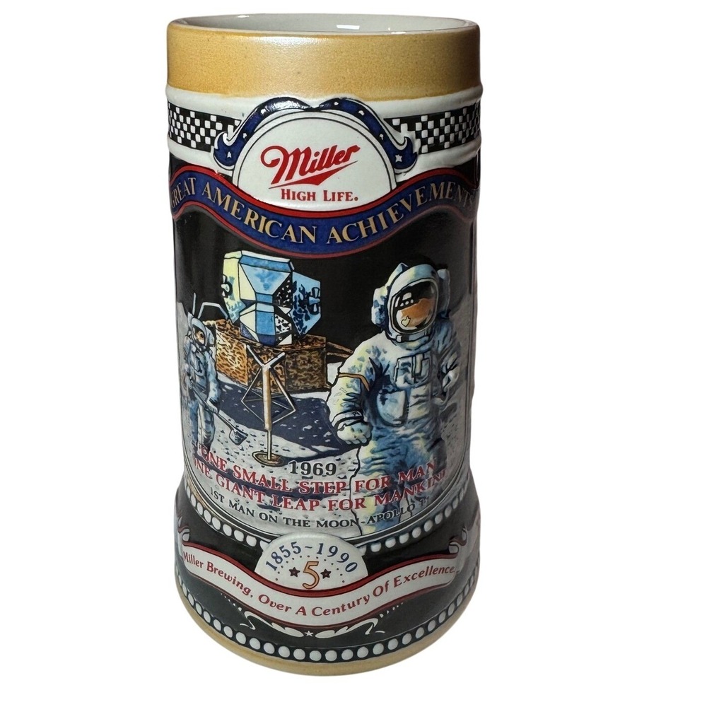 Miller High Life NASA Moon Landing Beer Stein Great American Achievements 1990